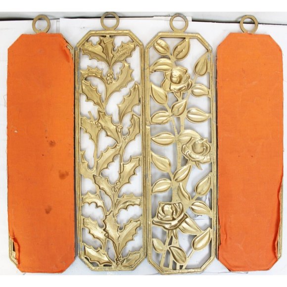 Vtg Midwest 4 Seasons Metal Set Wall Decor Plaque Metal Dogwood Rose Holly Flowe - Picture 2 of 15